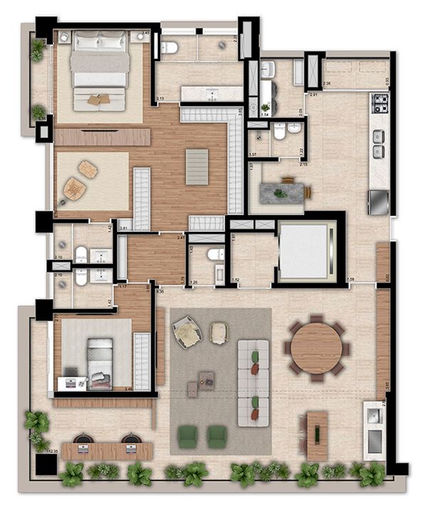 195m² - 2 Suítes - Opção Suíte Master